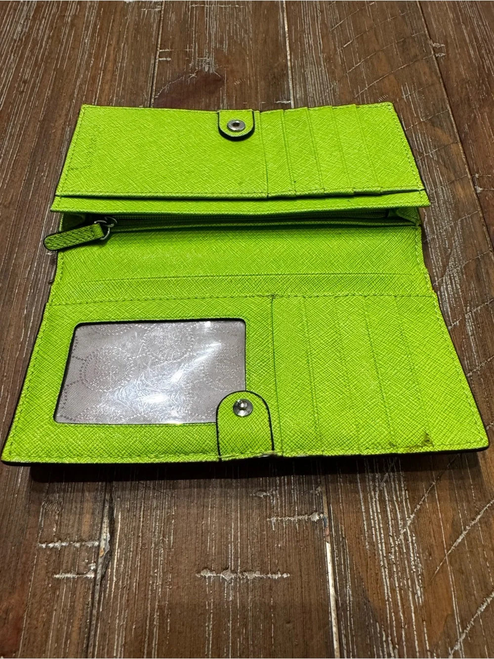Michael Kors Neon Green Saffiano Card Holder Wallet